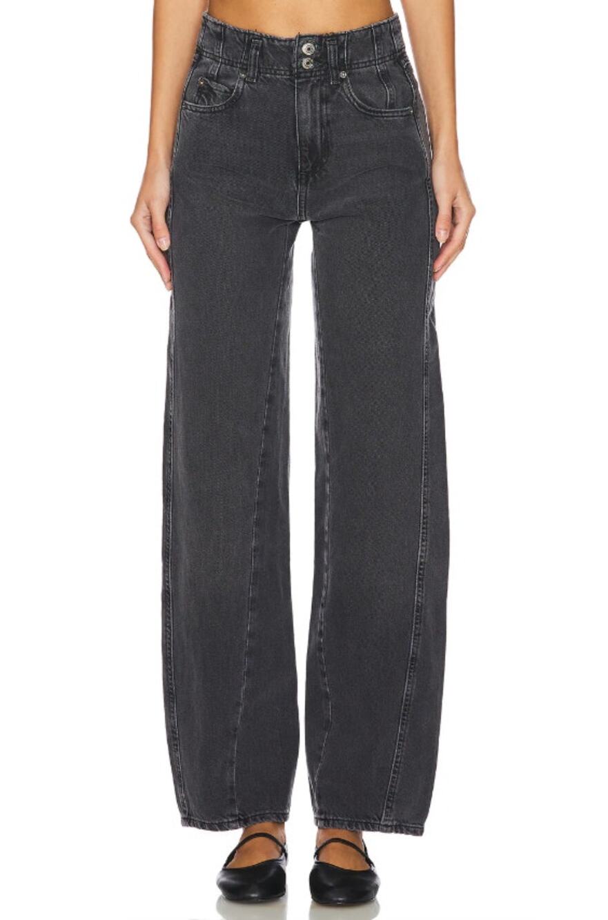 NWT Free People We the Free Aster High Rise Straight Jeans 33 Asteroid Black